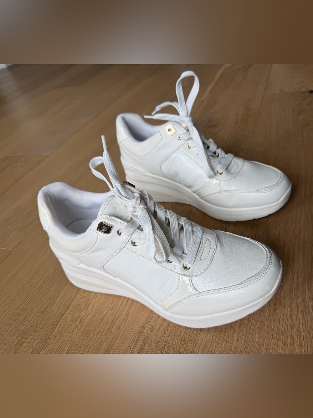 Women’s White Platform Lace-Up Sneakers